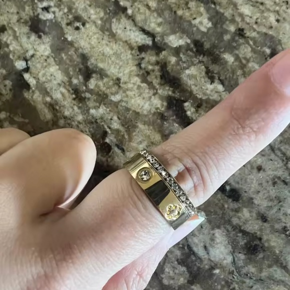 Gold Clover Eternity Band with Pavé Crystals Ring Set - Picture 9 of 10